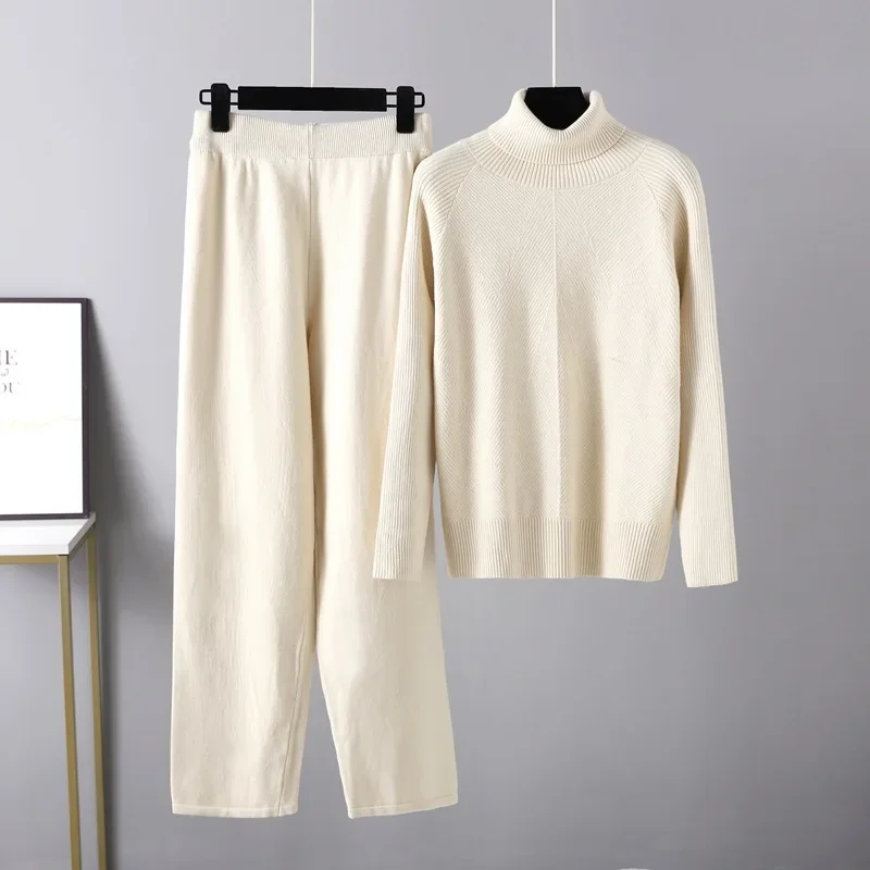 Autumn Winter Knit Sweater Set Women's Tracksuit Solid Half Hight Collar Sweater Elastic Trousers Suits Knitted Two Piece Set
Autumn Winter Knit Sweater Set Women's Tracksuit Solid Half Hight Collar Sweater Elastic Trousers Suits Knitted Two Piece Set