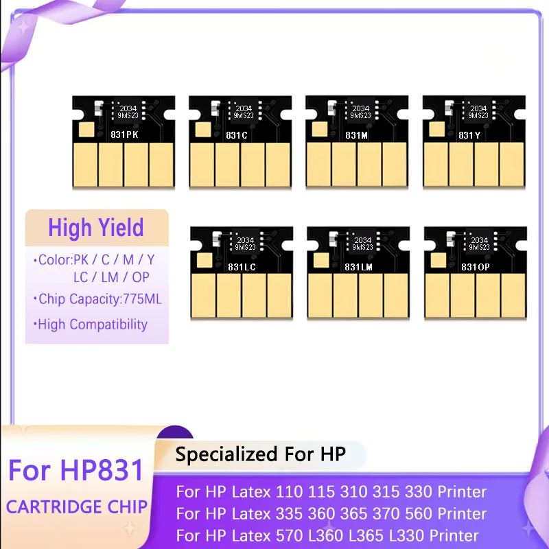 For HP831 HP 831 Ink Cartridge Chip 775ML For HP Latex 110 115 310 315 330 335 360 365 370 560 570 Printer New Upgrade Chips
For HP831 HP 831 Ink Cartridge Chip 775ML For HP Latex 110 115 310 315 330 335 360 365 370 560 570 Printer New Upgrade Chips