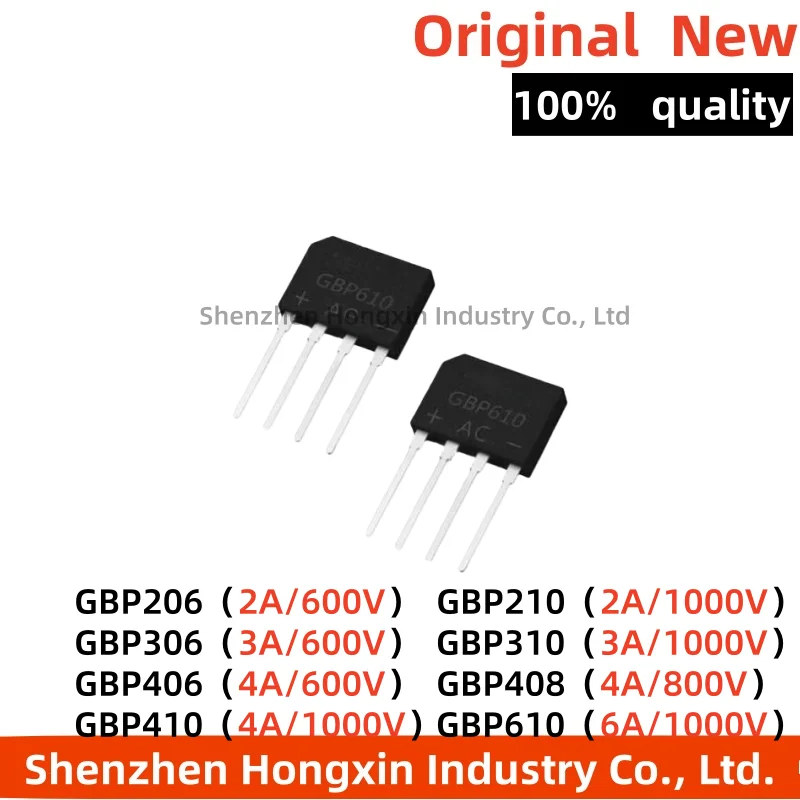 10 pieces GBP 206 210 306 310 406 408 410 610 810 rectifier bridge stack 4-pin
10 pieces GBP 206 210 306 310 406 408 410 610 810 rectifier bridge stack 4-pin