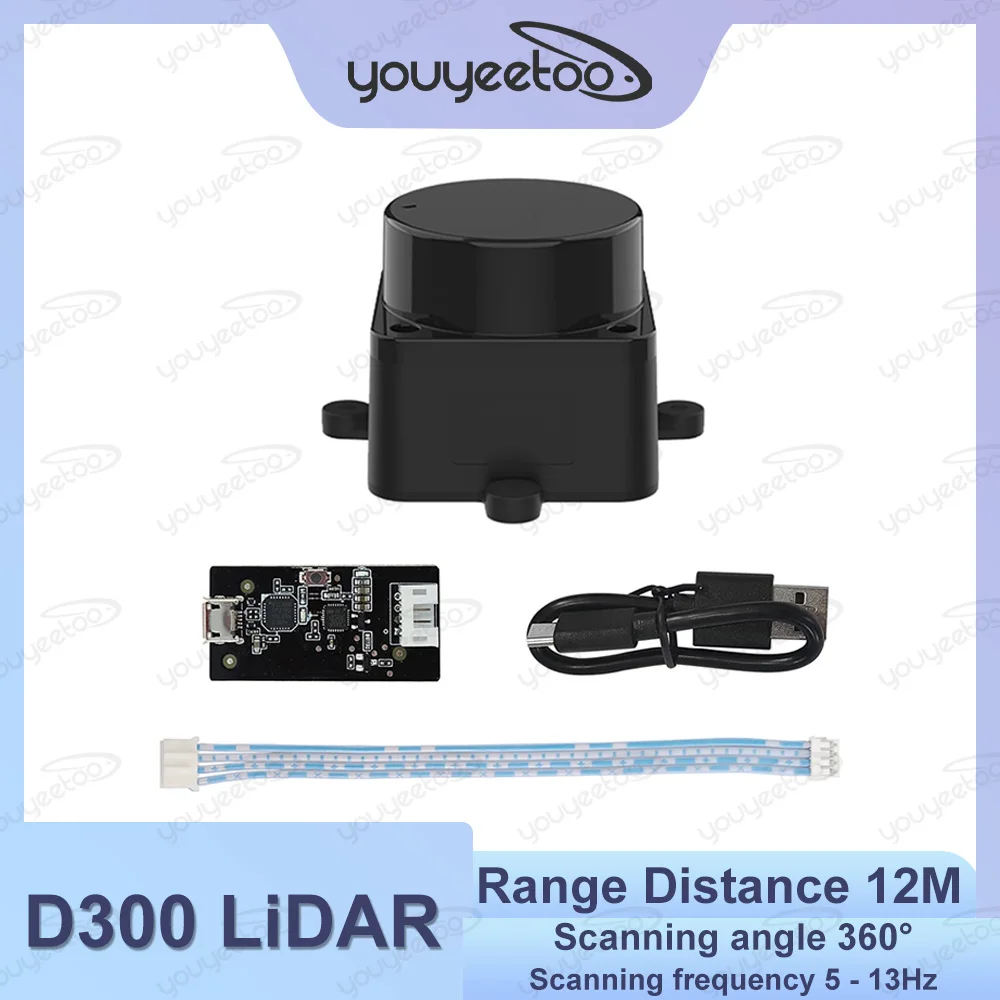 D300 DTOF LiDAR LD19P laser Radar Lidar Scanner 360° Ranging frequency 4500Hz Resistance TOF Flight Time Ranging Lidar Sensor
D300 DTOF LiDAR LD19P laser Radar Lidar Scanner 360° Ranging frequency 4500Hz Resistance TOF Flight Time Ranging Lidar Sensor