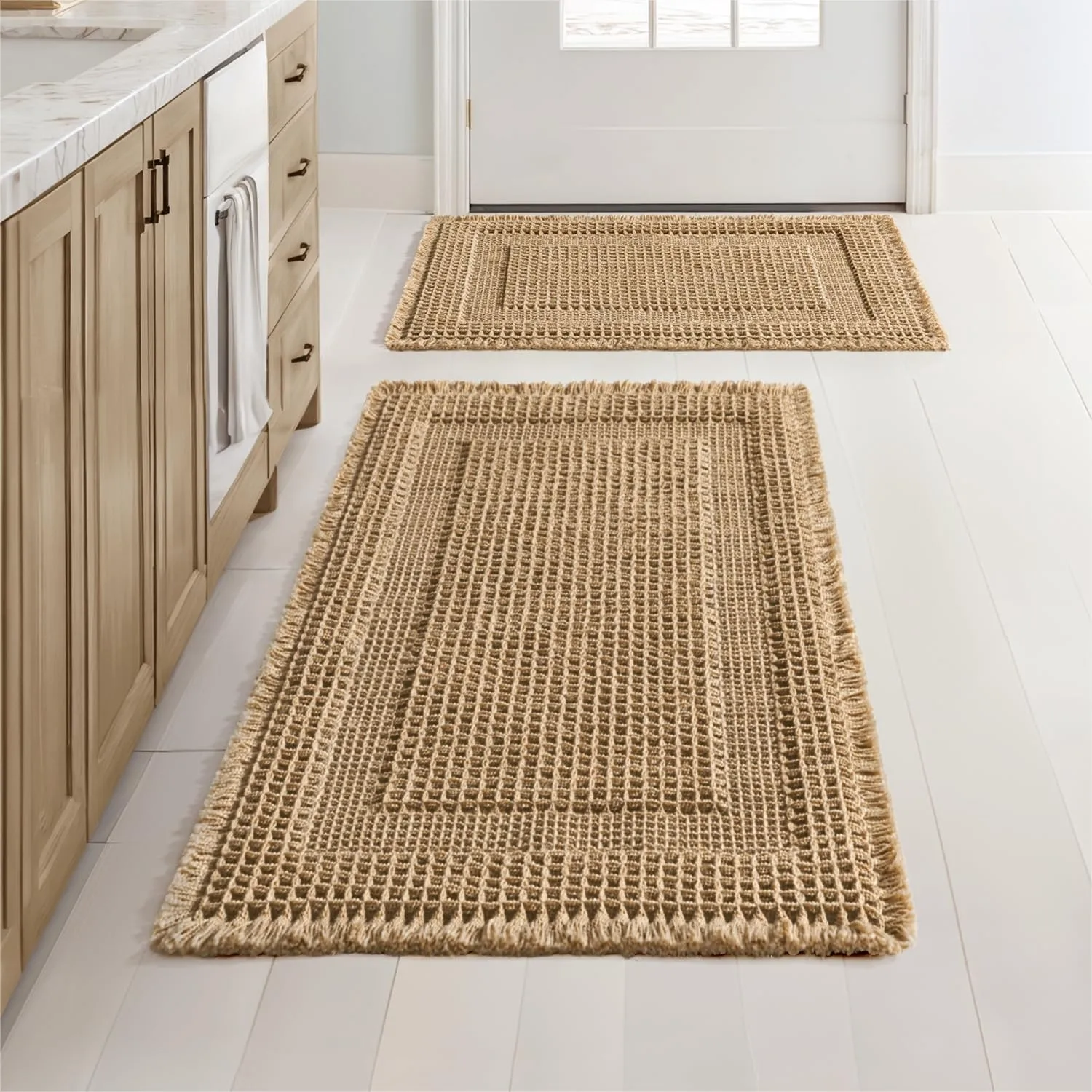 Waffle Bathroom Rugs Set of 2, Super Absorbent Non Slip Washable Ultra Soft Rubber Backed Boho Shower Mats for Floor Tub, Brown
Waffle Bathroom Rugs Set of 2, Super Absorbent Non Slip Washable Ultra Soft Rubber Backed Boho Shower Mats for Floor Tub, Brown