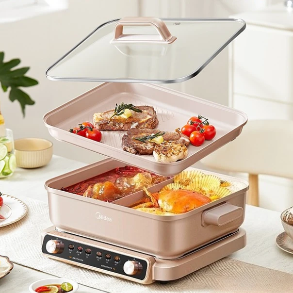 Ultra-thin multifunctional electric hot pot for home use, separate design for grilling and boiling, non-stick electric casserole
Ultra-thin multifunctional electric hot pot for home use, separate design for grilling and boiling, non-stick electric casserole