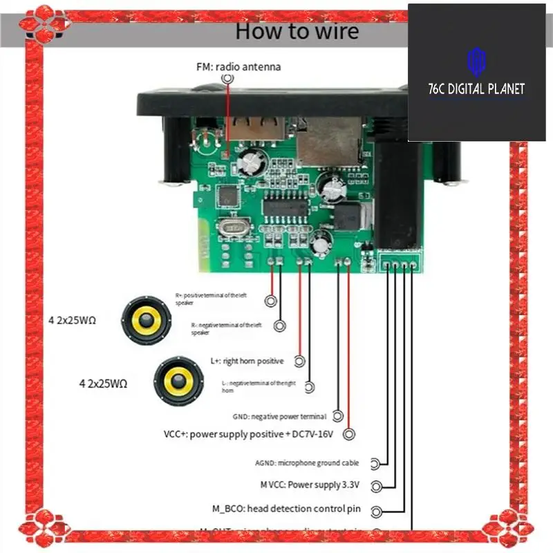 24-Hour Delivery Microphone Interface Bluetooth Mp3 Decoding Board Amplifier Board 2X25W Bluetooth Module Car Audio Replacement
24-Hour Delivery Microphone Interface Bluetooth Mp3 Decoding Board Amplifier Board 2X25W Bluetooth Module Car Audio Replacement