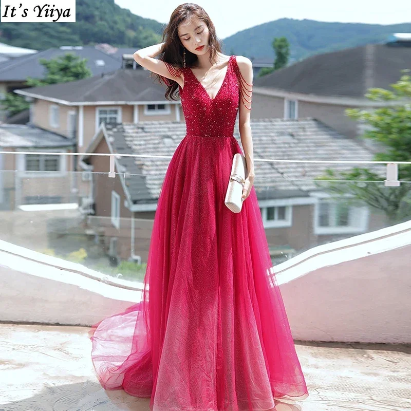 It's Yiiya Customized Evening Dress Beads Handmade Deep V-neck Sleeveless Floor-Length A-Line Plus size Woman Formal Party Gown
It's Yiiya Customized Evening Dress Beads Handmade Deep V-neck Sleeveless Floor-Length A-Line Plus size Woman Formal Party Gown