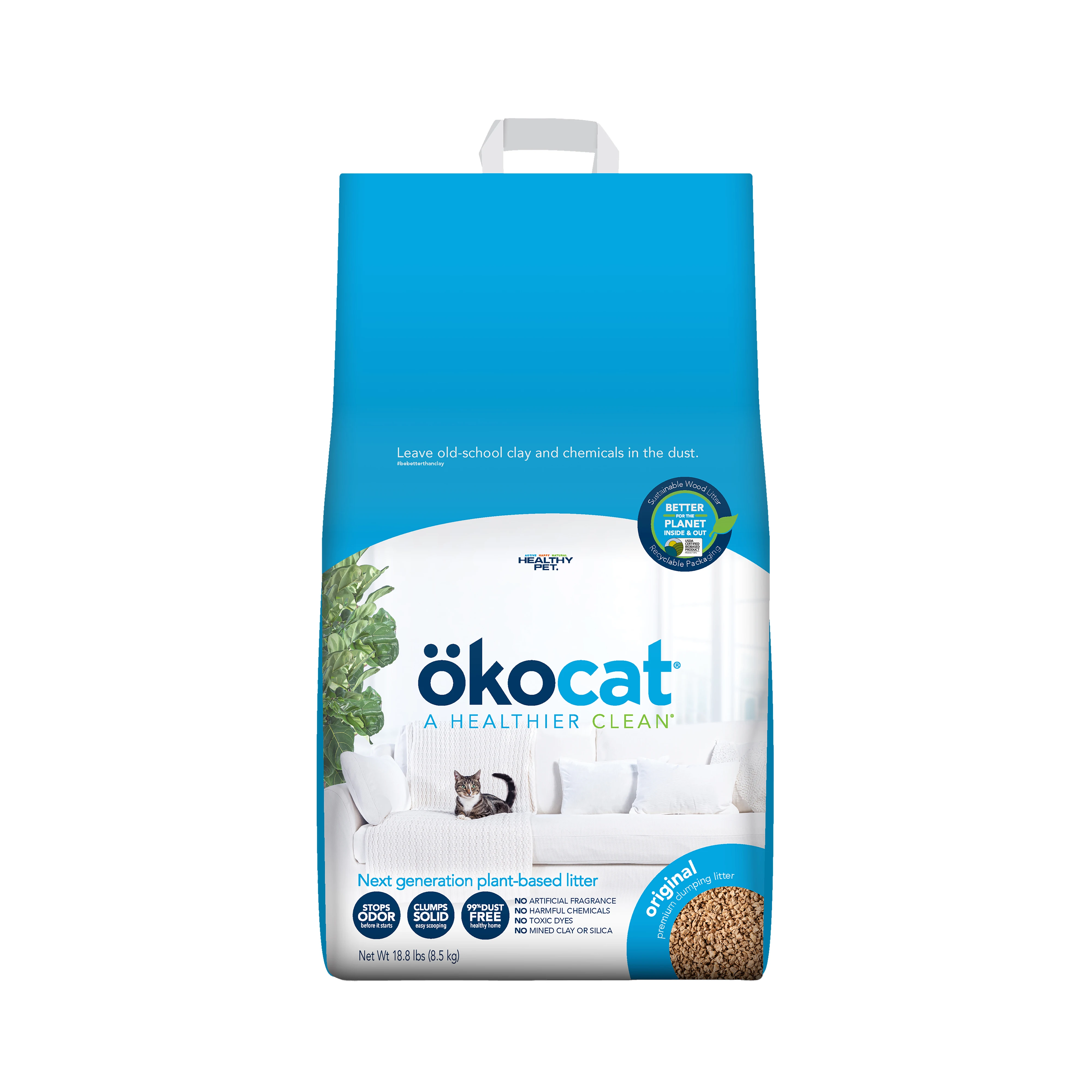 Premium natural wood clumping cat litter in large size weighing 18.8 pounds
Premium natural wood clumping cat litter in large size weighing 18.8 pounds