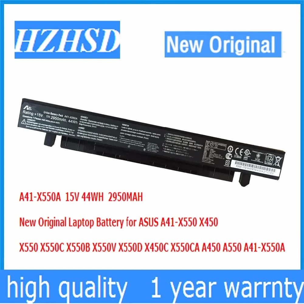 15V 44WH 2950MAH New Original A41-X550A Laptop Battery for ASUS X450 X550 X550C X550B X550V X550D X450C X550CA A450
15V 44WH 2950MAH New Original A41-X550A Laptop Battery for ASUS X450 X550 X550C X550B X550V X550D X450C X550CA A450