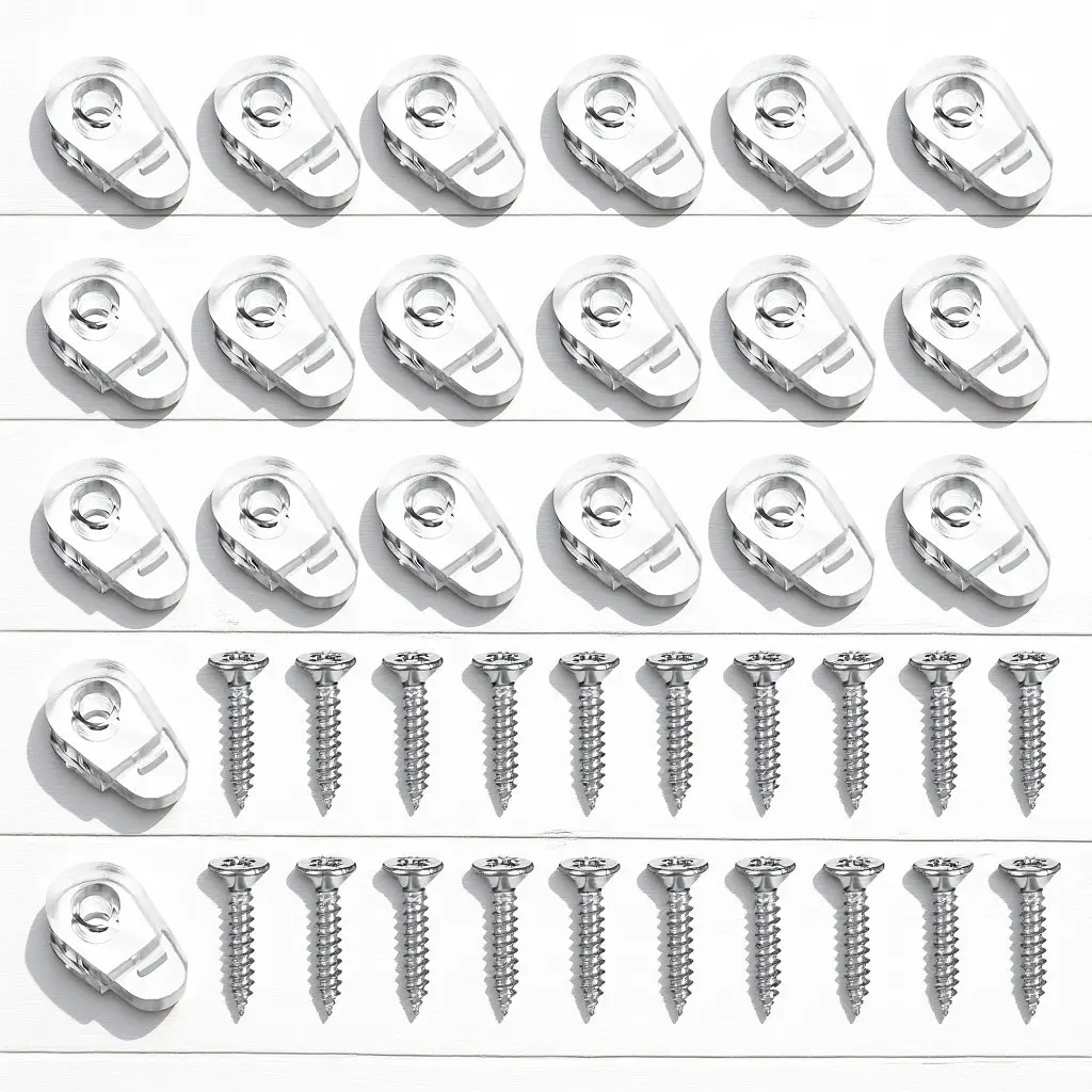 20Pcs Glass Holder Clips Clear Plastic Mirror Fixing Clips Cabinet Door Wall Mount Hardware Screws for Secure Hold
20Pcs Glass Holder Clips Clear Plastic Mirror Fixing Clips Cabinet Door Wall Mount Hardware Screws for Secure Hold