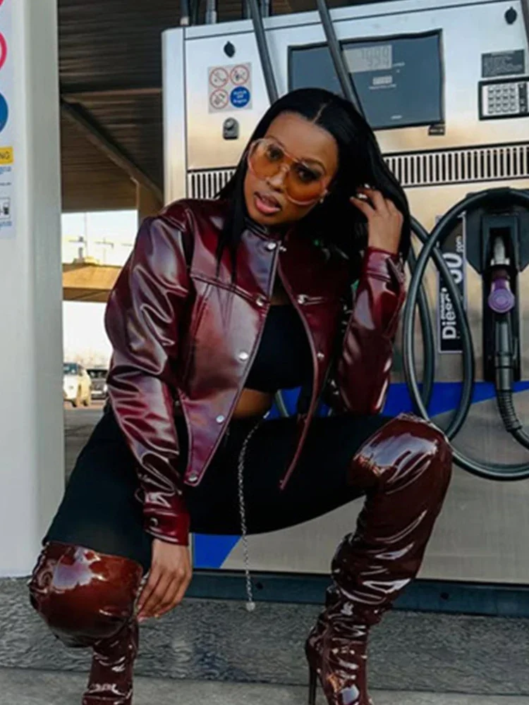 Faux Leather Jacket Woman Autumn Trend Single-Breasted Cardigan Full Sleeve Irregular Hem High Street Wild Style Coats
Faux Leather Jacket Woman Autumn Trend Single-Breasted Cardigan Full Sleeve Irregular Hem High Street Wild Style Coats