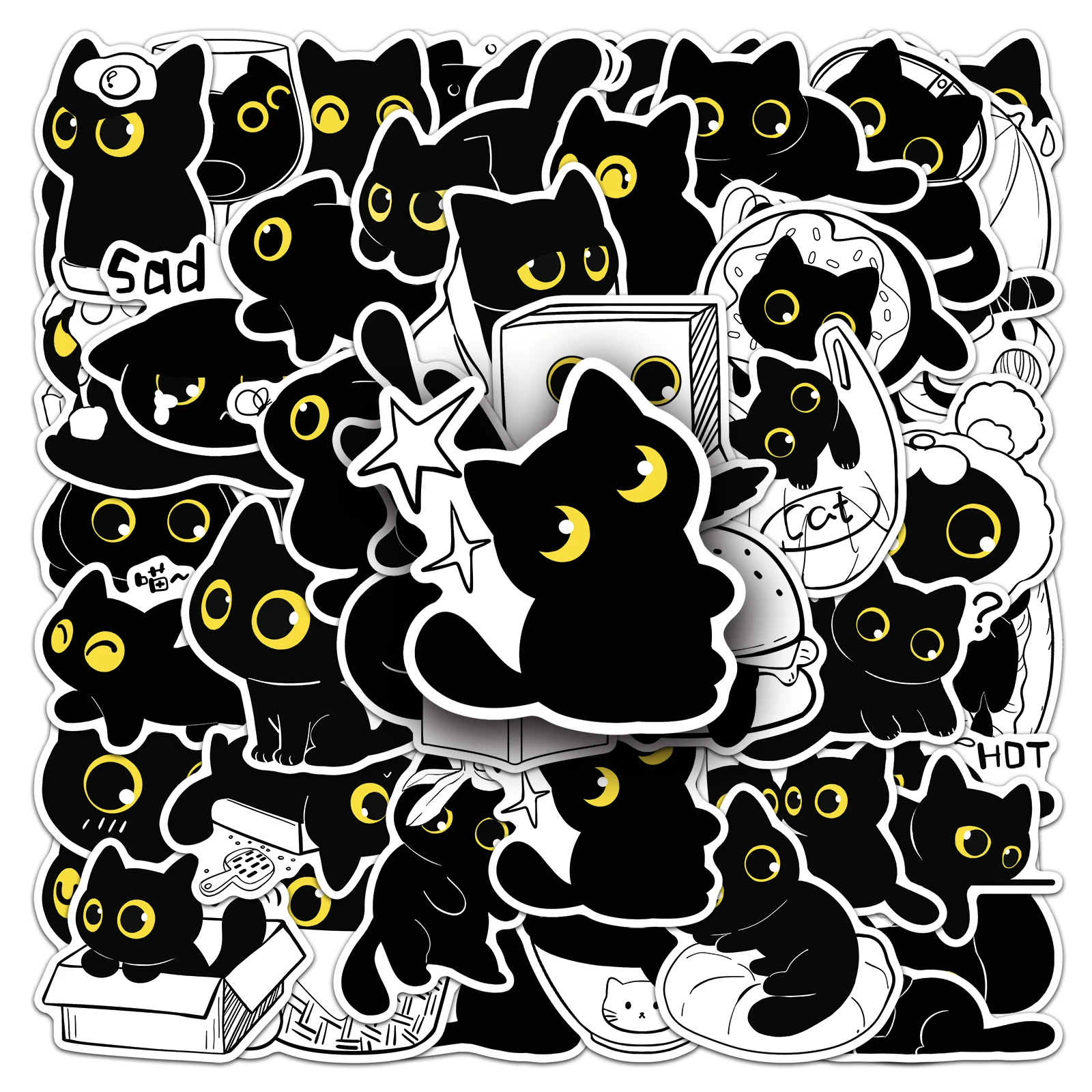 50Pcs Cute Cartoon Kawaii Black Cat Series Cartoon Cute Waterproof Sticker Skateboarding Retro home decal Sticker
50Pcs Cute Cartoon Kawaii Black Cat Series Cartoon Cute Waterproof Sticker Skateboarding Retro home decal Sticker