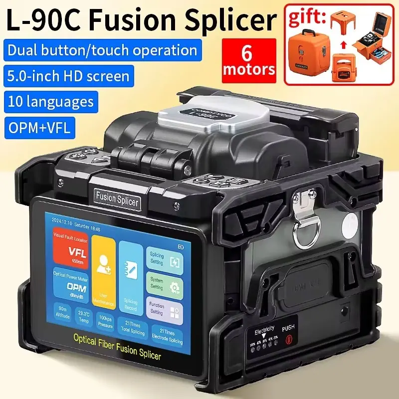 L-90C 6-Motor 3-IN-1 Fusion Splicer Built-in VFL and Optical Power Meter with 5-inch HD Touch Screen
L-90C 6-Motor 3-IN-1 Fusion Splicer Built-in VFL and Optical Power Meter with 5-inch HD Touch Screen