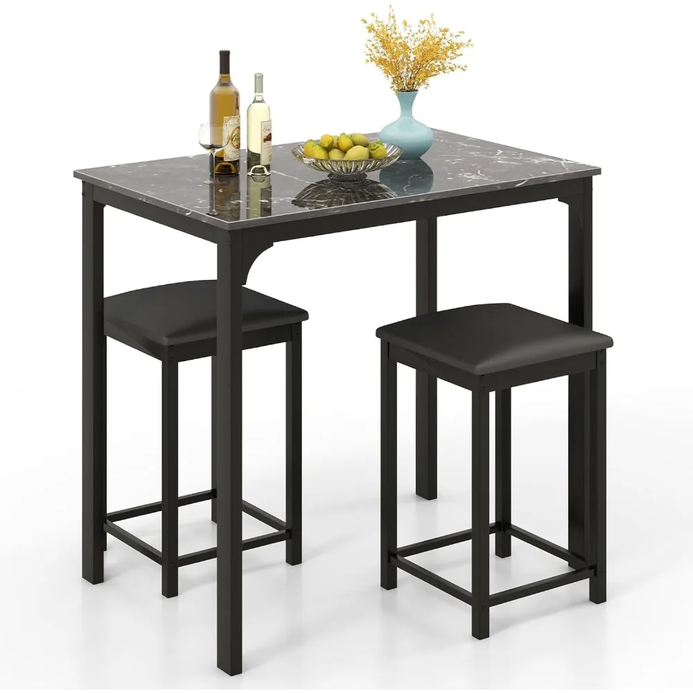 3-Piece Dining Table Set for 2, Kitchen Counter Height Table and Chairs Set with Faux Marble Tabletop, Padded Stools, Mo
3-Piece Dining Table Set for 2, Kitchen Counter Height Table and Chairs Set with Faux Marble Tabletop, Padded Stools, Mo