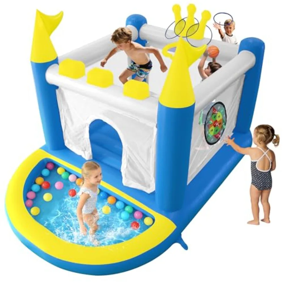 Mini inflatable bounce house with ball pit for indoor/outdoor use, PVC material, blue and pink, 5-in-1 design with electric air
Mini inflatable bounce house with ball pit for indoor/outdoor use, PVC material, blue and pink, 5-in-1 design with electric air