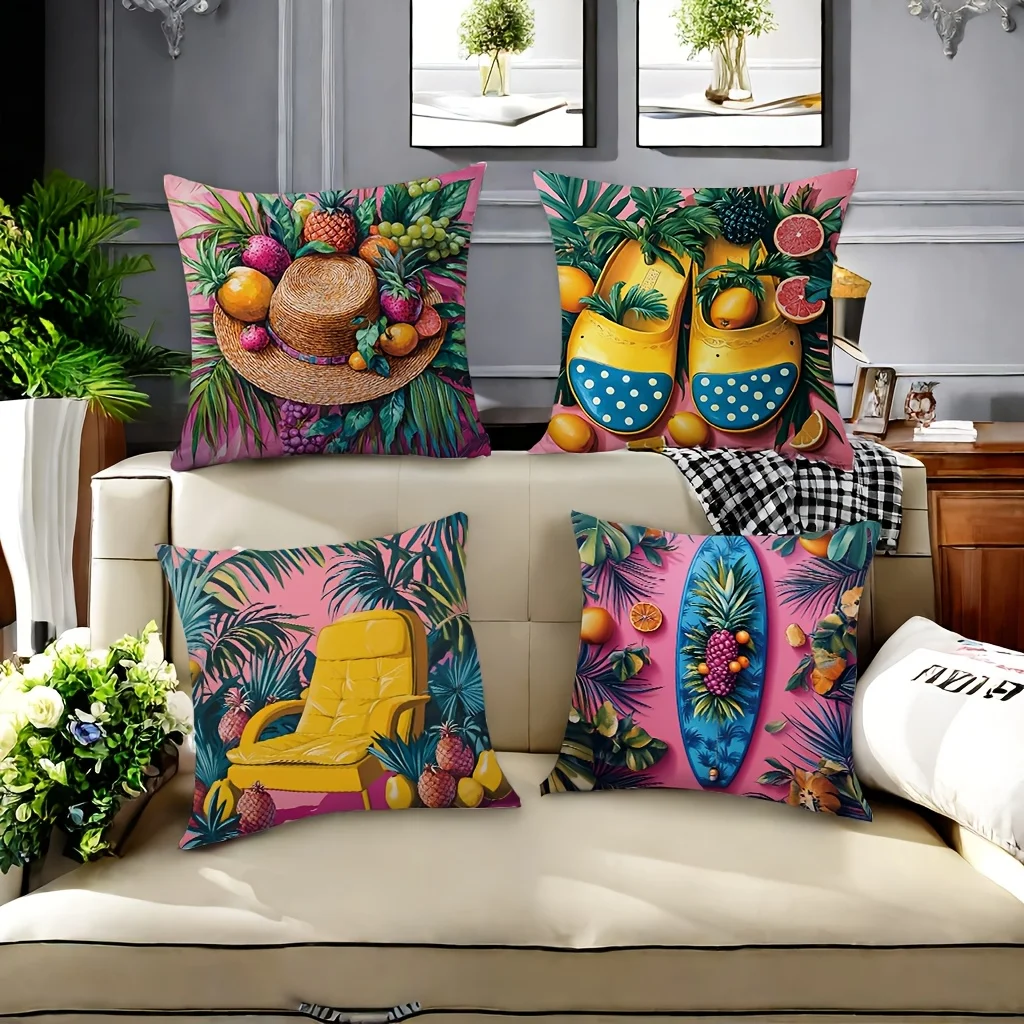 4pcs Bright Tropical Fruit Pillow Covers, double-sided Printed Throw Pillow Cases, Summer Home Decor for Sofa Bed, No Insert
4pcs Bright Tropical Fruit Pillow Covers, double-sided Printed Throw Pillow Cases, Summer Home Decor for Sofa Bed, No Insert