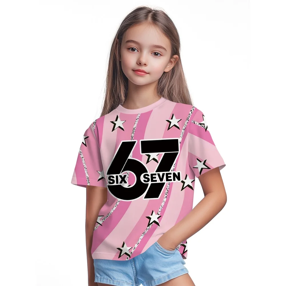 New Fashion Girls Clothing Cute Pink Stripe Star Number "67" 3D Digital Print Specially Designed Short Sleeve Kids Clothes Girls
New Fashion Girls Clothing Cute Pink Stripe Star Number "67" 3D Digital Print Specially Designed Short Sleeve Kids Clothes Girls