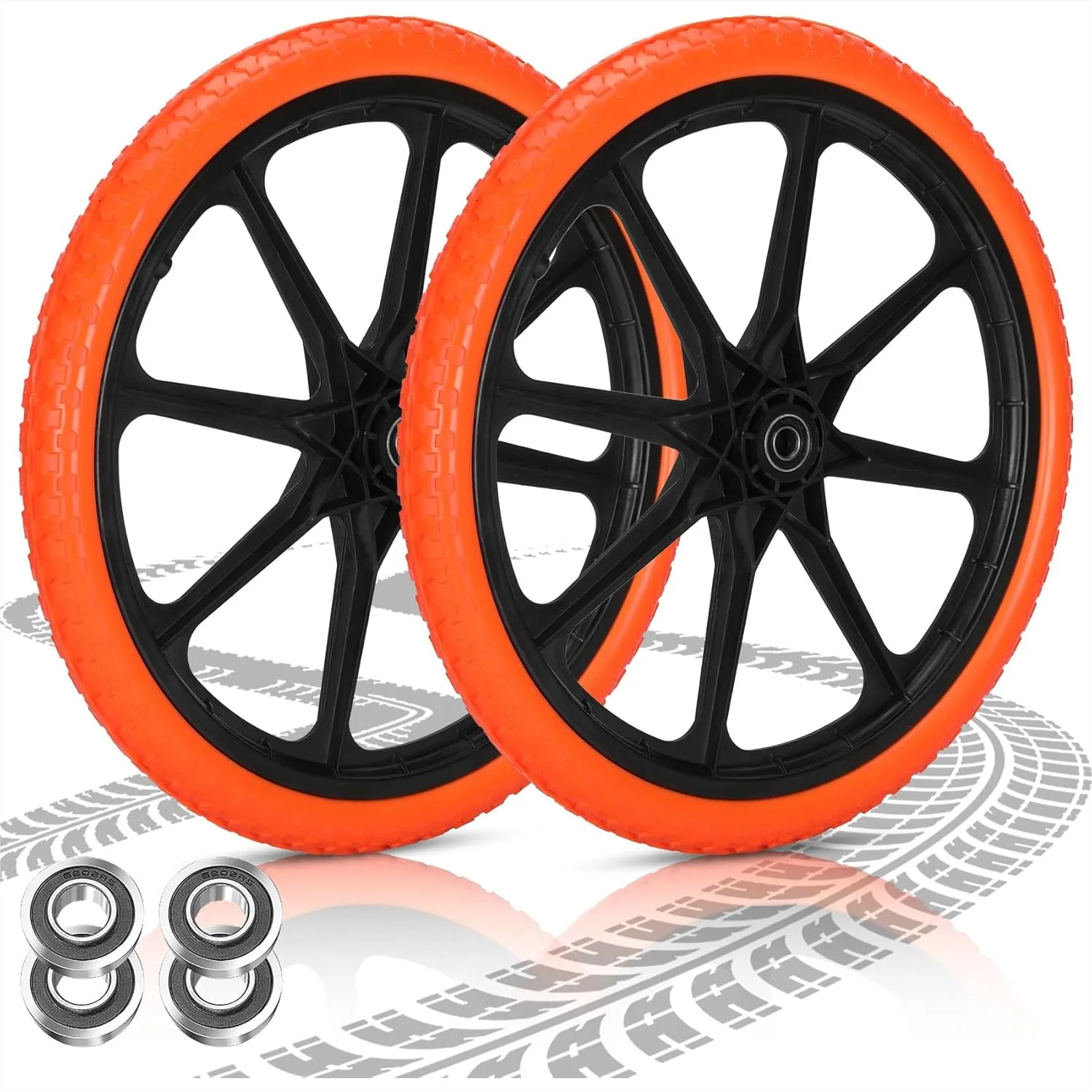 20x1.95" Flat Free Tires Compatible with Rubbermaid Wheelbarrow Wheels, 5/8" & 3/4" Bearing Replacement for Cart Wheels
20x1.95" Flat Free Tires Compatible with Rubbermaid Wheelbarrow Wheels, 5/8" & 3/4" Bearing Replacement for Cart Wheels