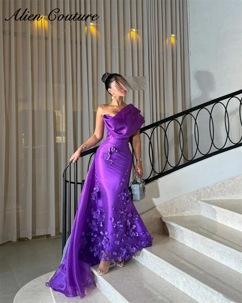 Luxury Purple Mermaid Evening Dresses One-Shoulder Bead Flower Appliques Gowns Birthday Dress Formal Occasion Customized
Luxury Purple Mermaid Evening Dresses One-Shoulder Bead Flower Appliques Gowns Birthday Dress Formal Occasion Customized