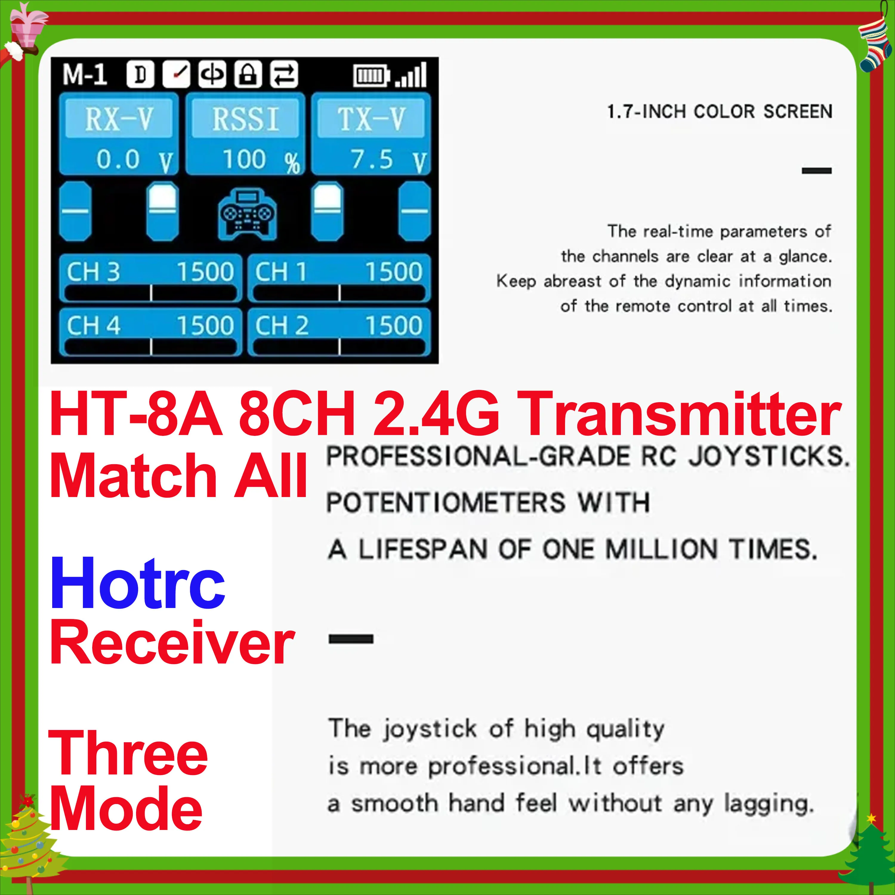 New HotRC HT-8A Transmitter HT8A 2.4G 8CH Remote Control F-08A F-10A F-06A F-01A Receiver for RC Car Plane Drone Aircraft Boat
New HotRC HT-8A Transmitter HT8A 2.4G 8CH Remote Control F-08A F-10A F-06A F-01A Receiver for RC Car Plane Drone Aircraft Boat