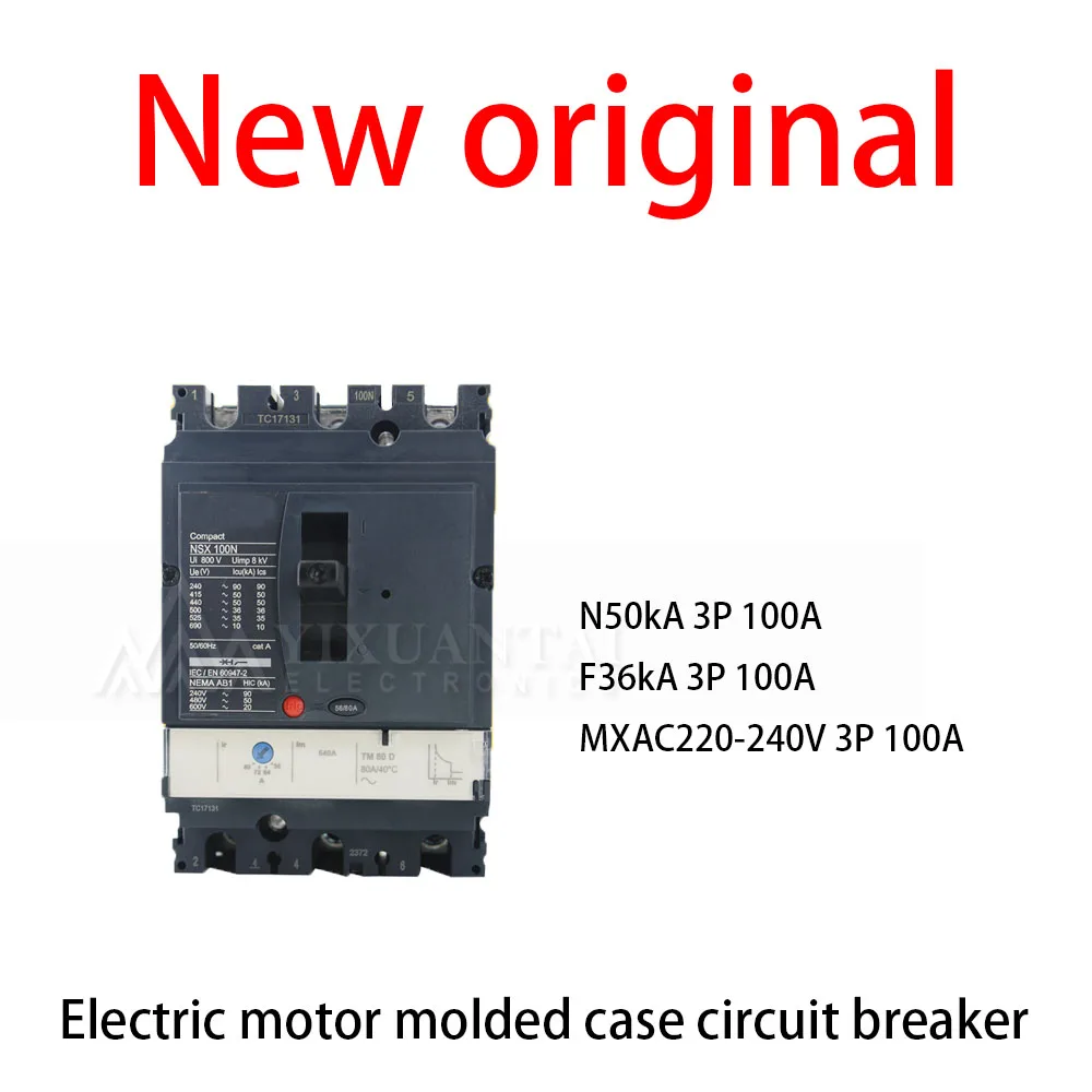 1Pcs/Lot New original N50kA 3P 100A F36kA 3P 100A MXAC220-240V 3P 100A Electric motor molded case circuit breaker
1Pcs/Lot New original N50kA 3P 100A F36kA 3P 100A MXAC220-240V 3P 100A Electric motor molded case circuit breaker