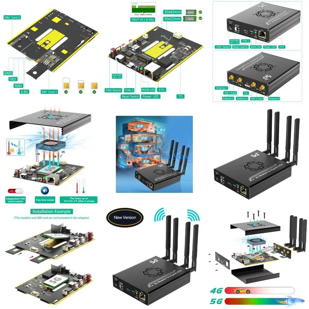 H37F M.2 5Ghz to 2.5Ghz Adapter 4G/5Ghz Module to USB3.0 Adapter with RJ45 Port
H37F M.2 5Ghz to 2.5Ghz Adapter 4G/5Ghz Module to USB3.0 Adapter with RJ45 Port