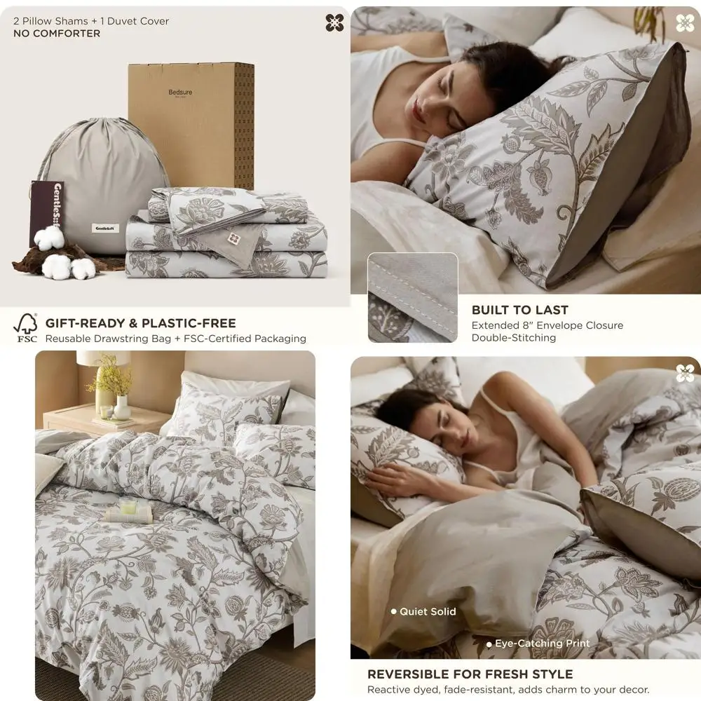 Комплект двустороннего пододеяльника King Size из 100% хлопка с 2 наволочками - Дизайн «Переплетенные лозы», Льняные лозы, 104x90
Комплект двустороннего пододеяльника King Size из 100% хлопка с 2 наволочками - Дизайн «Переплетенные лозы», Льняные лозы, 104x90