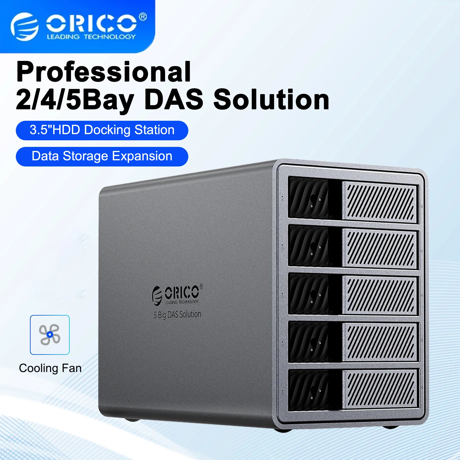 ORICO 2Bay 5Bay Hard Drive Docking Station DAS for 3.5 Inch External Hard Drive Case Aluminum With Cooling Fan HDD Enclosure
ORICO 2Bay 5Bay Hard Drive Docking Station DAS for 3.5 Inch External Hard Drive Case Aluminum With Cooling Fan HDD Enclosure