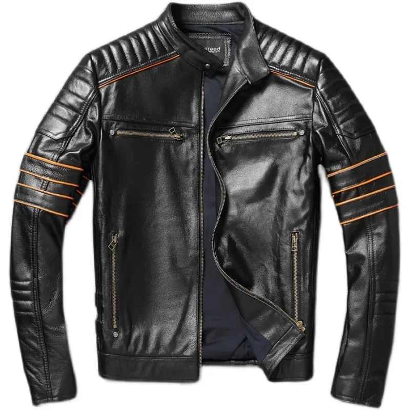 2023 New Skull Embroidery Men's First Layer Cowhide Leather Jacket Motorcycle Slim Oversize Coat
2023 New Skull Embroidery Men's First Layer Cowhide Leather Jacket Motorcycle Slim Oversize Coat