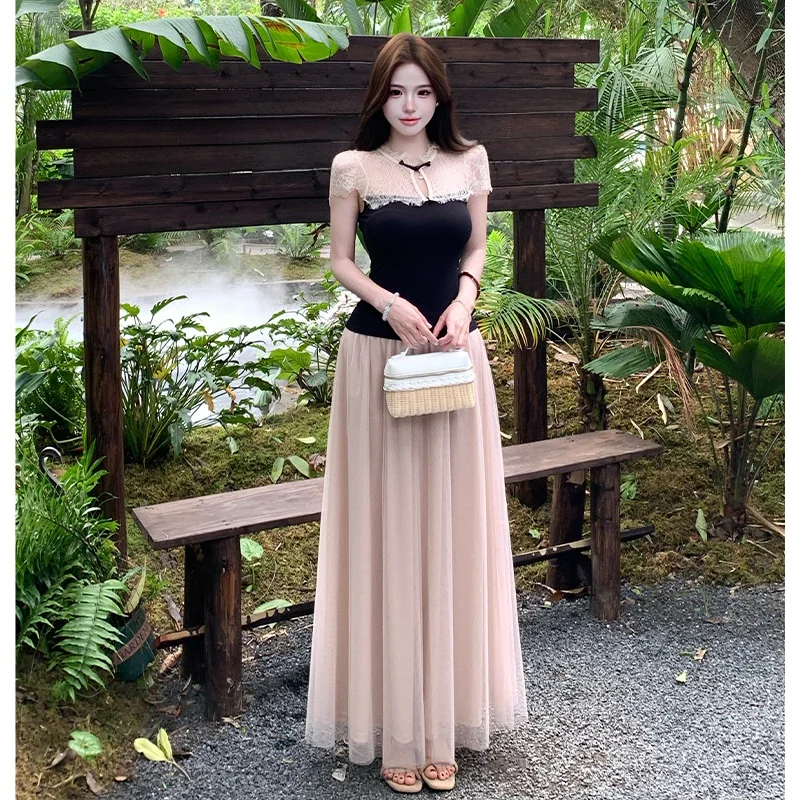 Elegant Black Buttoned Dress Set New Chinese Style Goddess Beauty High End Sensation Suitable for 18-25 Years Old Women
Elegant Black Buttoned Dress Set New Chinese Style Goddess Beauty High End Sensation Suitable for 18-25 Years Old Women