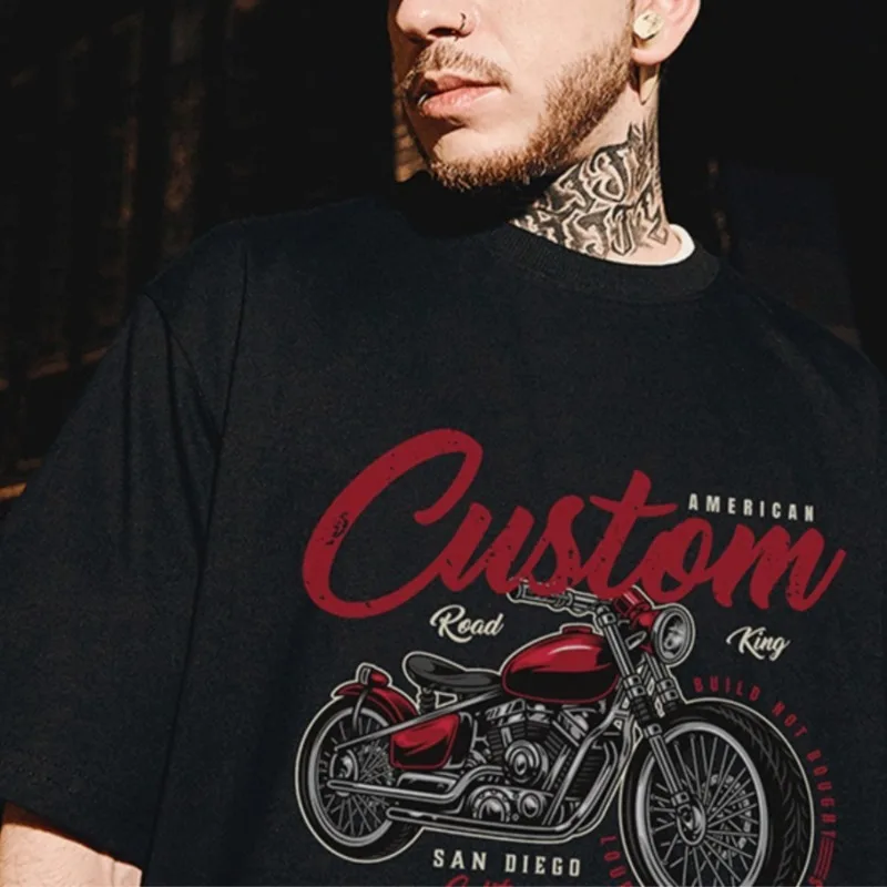 AMEKAJI Motorcycle Heavyweight Plus Size Men's and Women's Trendy T-shirt Short Sleeved Loose Round Neck 250g Heavyweight
AMEKAJI Motorcycle Heavyweight Plus Size Men's and Women's Trendy T-shirt Short Sleeved Loose Round Neck 250g Heavyweight