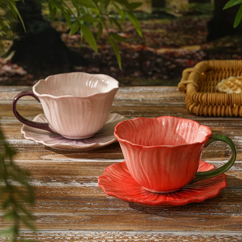 300ML European Ceramic Coffee Cup Saucer Flower Shape Mug Delicate Flower Afternoon Tea Flower Tea Coffee Cup Breakfast Milk Mug
300ML European Ceramic Coffee Cup Saucer Flower Shape Mug Delicate Flower Afternoon Tea Flower Tea Coffee Cup Breakfast Milk Mug