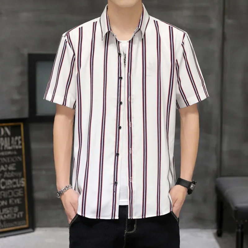 Men's Shirt and Blouse Short Sleeve Male Top Black Business Clothes Striped Social Luxury Summer Fashion 2024 with Collar Casual
Men's Shirt and Blouse Short Sleeve Male Top Black Business Clothes Striped Social Luxury Summer Fashion 2024 with Collar Casual