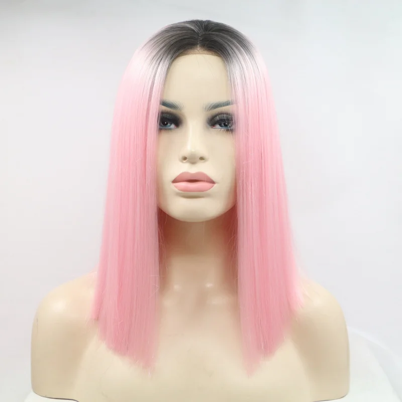Hand-crocheted front lace synthetic wig, gradient pink high-temperature fiber collarbone-length hair
Hand-crocheted front lace synthetic wig, gradient pink high-temperature fiber collarbone-length hair