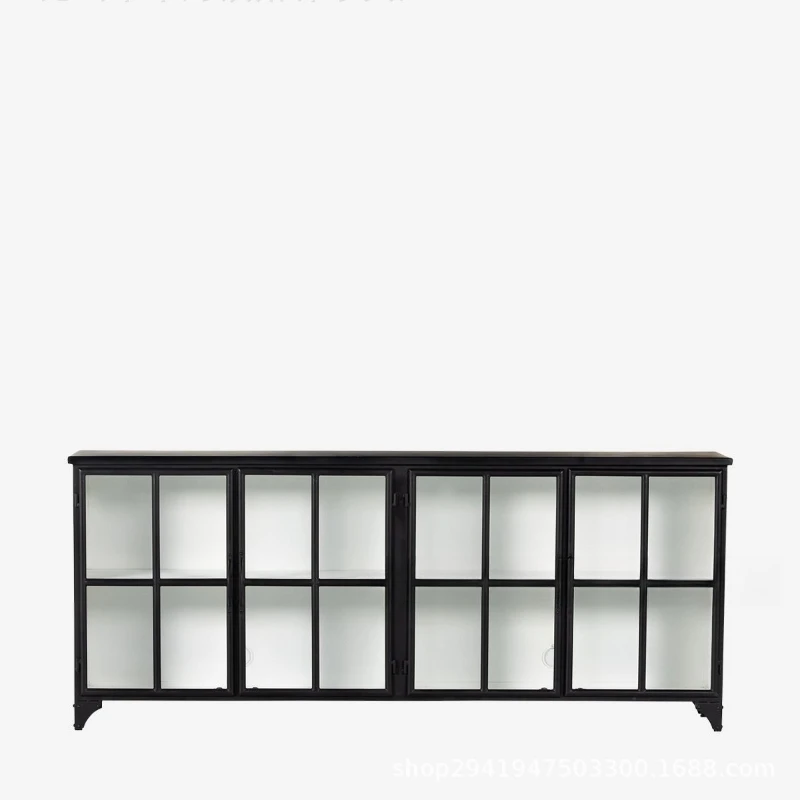 American retro solid wood dining side cabinet household living room storage wrought iron glass door TV cabinet storage display
American retro solid wood dining side cabinet household living room storage wrought iron glass door TV cabinet storage display