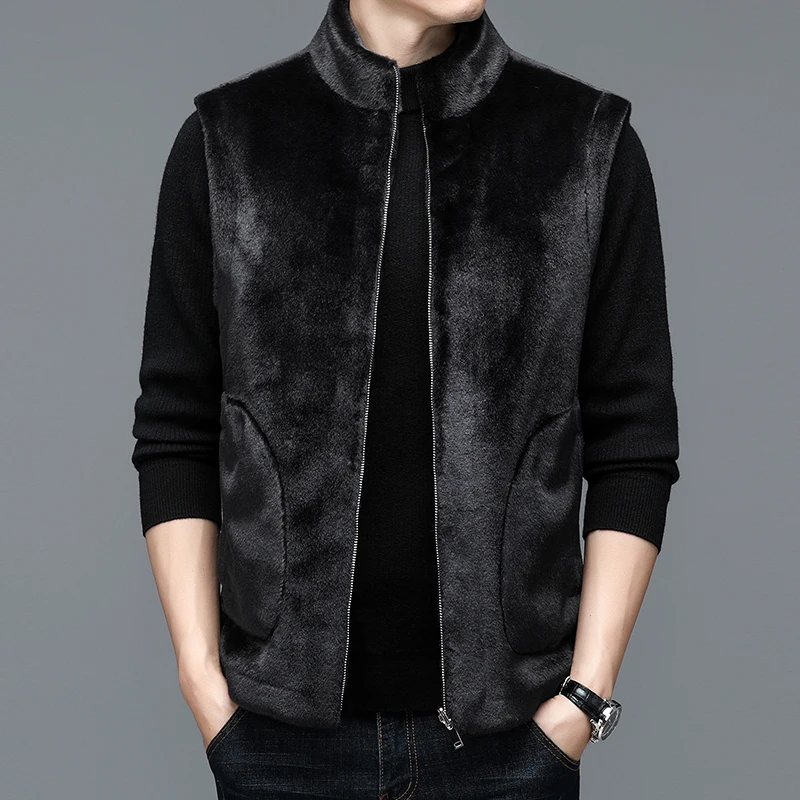 Mink Velvet Two Sided Joker Fashion Jackets Sleeveless Winter Thick Vest Mens Plush Husband Wear Winter Black Coat For Warm Tops
Mink Velvet Two Sided Joker Fashion Jackets Sleeveless Winter Thick Vest Mens Plush Husband Wear Winter Black Coat For Warm Tops