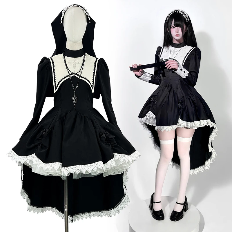 Gothic Nun Dress Anime Cosplay Costume Girl Women Medieval Sweety Cool Lolita Dress Fashion Party Halloween Show Uniform
Gothic Nun Dress Anime Cosplay Costume Girl Women Medieval Sweety Cool Lolita Dress Fashion Party Halloween Show Uniform