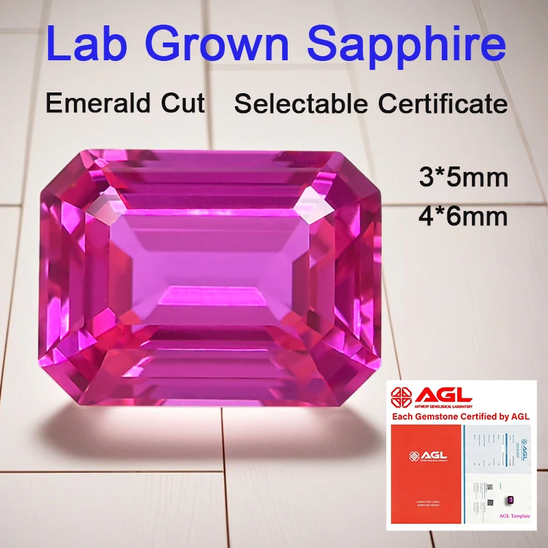 Lab Grown Sapphire Loose Stone Emerald Cut VVS1 Hot Pink Color Charms Beads for Jewelry Making Rings Selectable AGL Certificate
Lab Grown Sapphire Loose Stone Emerald Cut VVS1 Hot Pink Color Charms Beads for Jewelry Making Rings Selectable AGL Certificate