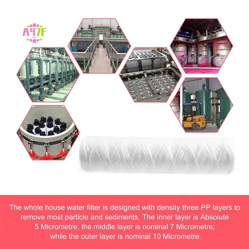 A47F-3Pcs Water Purifier 10 Inch String Wound Filter Cartridge 5 Micrometre PP Cotton Filter Sedmient Filter
A47F-3Pcs Water Purifier 10 Inch String Wound Filter Cartridge 5 Micrometre PP Cotton Filter Sedmient Filter