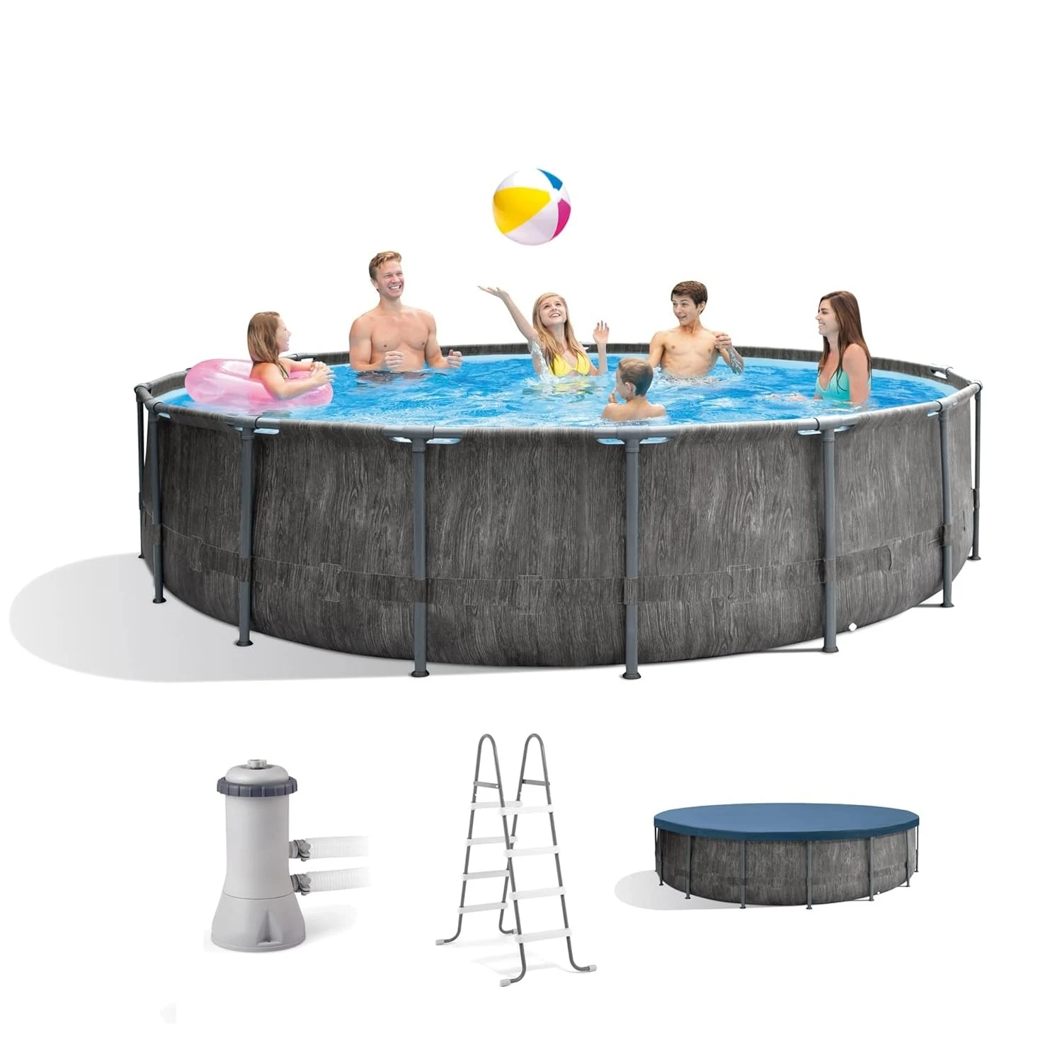 Greywood Prism Frame 15' x 48" Round Above Ground Outdoor Swimming Pool Set with 1000 GPH Filter Pump, Ladder,, Customized
Greywood Prism Frame 15' x 48" Round Above Ground Outdoor Swimming Pool Set with 1000 GPH Filter Pump, Ladder,, Customized