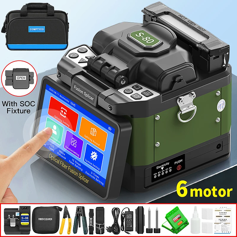 COMPTYCO 6 Motor Optical Fiber Fusion Splicer S-80/A-80S/FS-60E/A-80F/A-10 Multilingual Touch Screen Fiber Optic Fusion Machine
COMPTYCO 6 Motor Optical Fiber Fusion Splicer S-80/A-80S/FS-60E/A-80F/A-10 Multilingual Touch Screen Fiber Optic Fusion Machine
