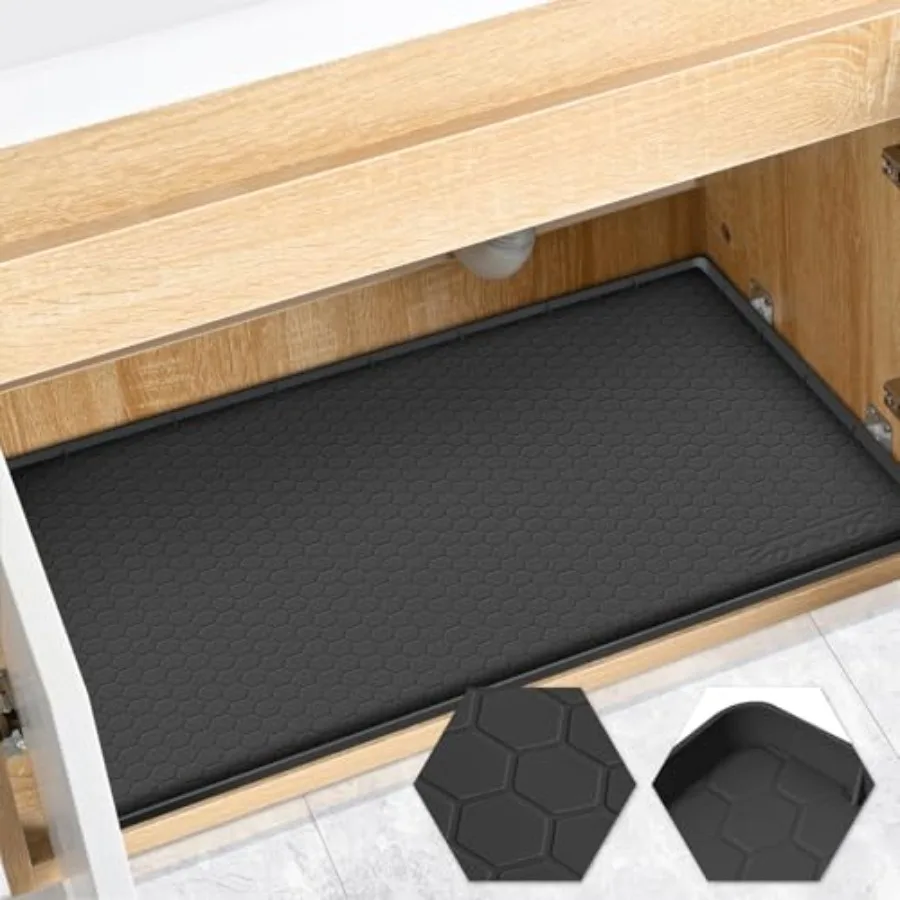 Waterproof Under Sink Mat 22" x 19", Silicone Cabinet Liner, Rubber Protector for Kitchen and Bathroom, Keeps Cabinets Clean, D
Waterproof Under Sink Mat 22" x 19", Silicone Cabinet Liner, Rubber Protector for Kitchen and Bathroom, Keeps Cabinets Clean, D