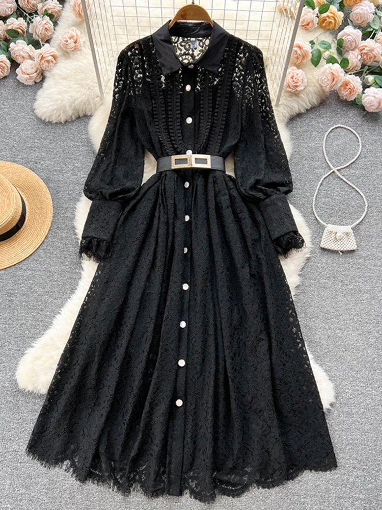 New Spring Autumn Mesh Lace Dress for Women Beige Black Elegant Waist Long Sleeve Style Birthday Party Dress Female S209
New Spring Autumn Mesh Lace Dress for Women Beige Black Elegant Waist Long Sleeve Style Birthday Party Dress Female S209