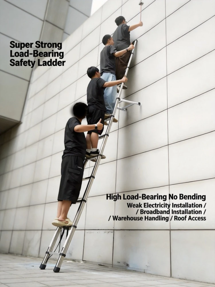 Telescopic Aluminum Ladder Portable Multi Functional Folding Engineering Straight Ladder For Household
Telescopic Aluminum Ladder Portable Multi Functional Folding Engineering Straight Ladder For Household