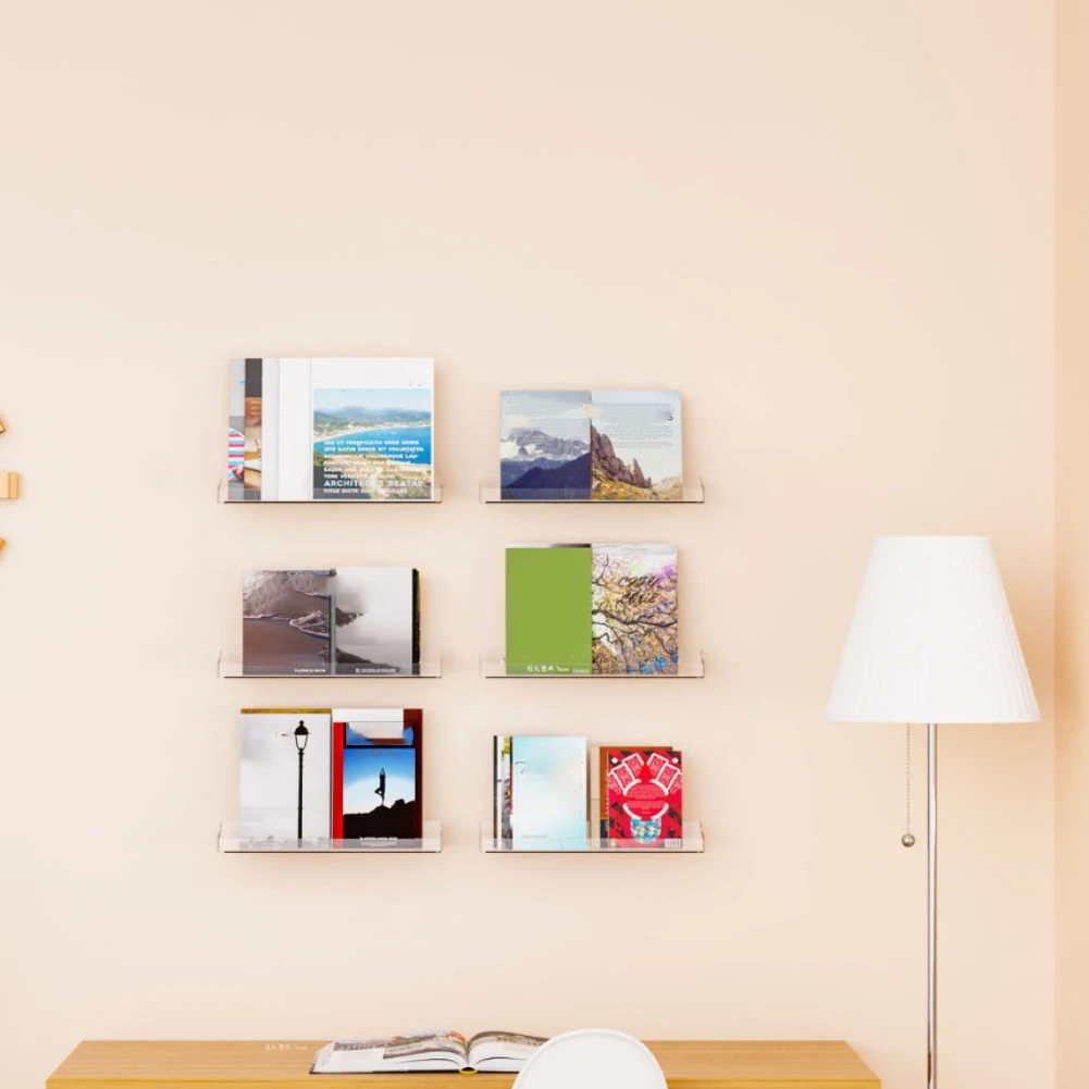 Set of 6 Acrylic Wall Shelves Clear Storage with Flexible Removable Side Baffles and Easy Installation Options
Set of 6 Acrylic Wall Shelves Clear Storage with Flexible Removable Side Baffles and Easy Installation Options
