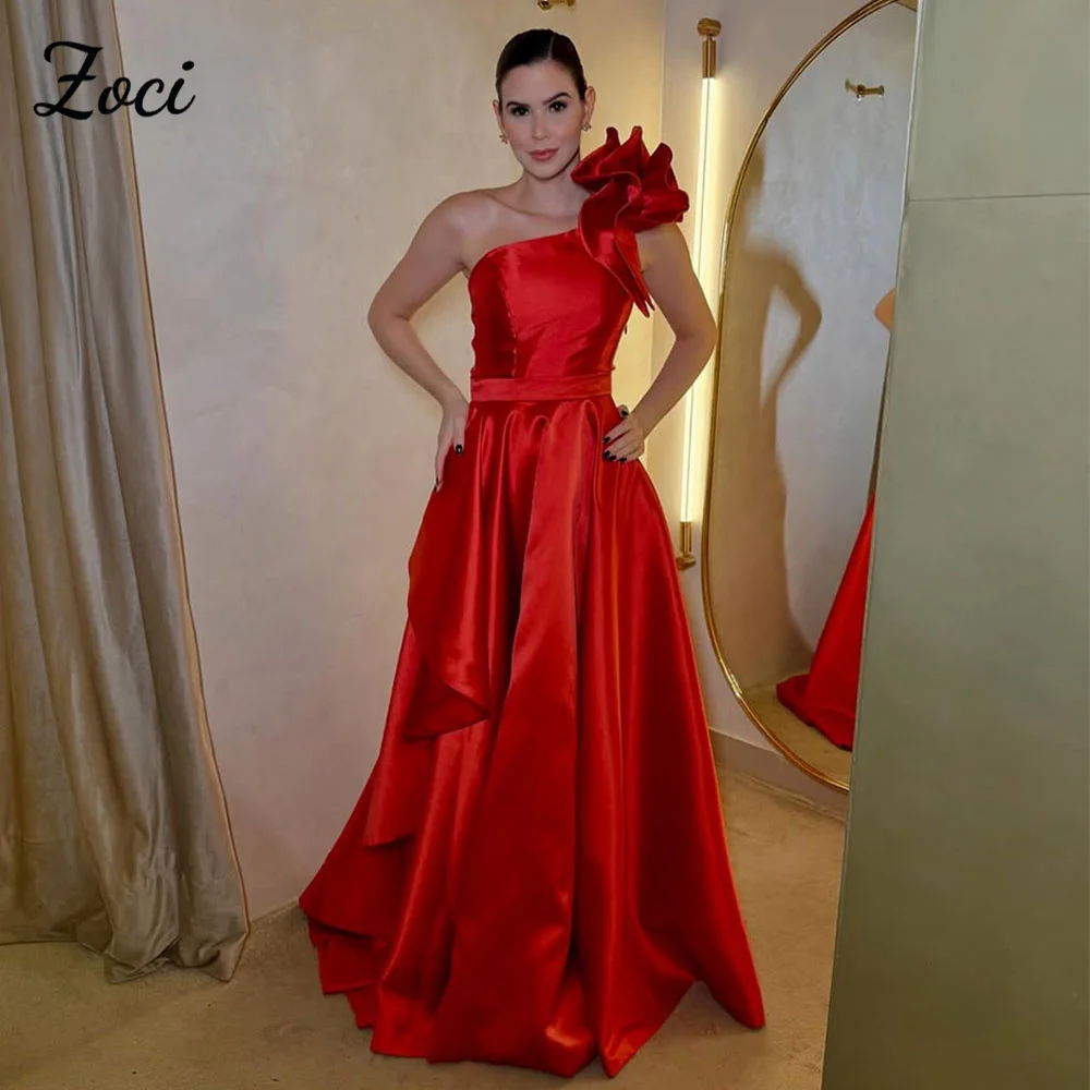 Zoci One Shoulder Red Long Prom Dresses Customized 3D Flowers Draped Satin A Line Women Birthday Party Formal Evening Gowns
Zoci One Shoulder Red Long Prom Dresses Customized 3D Flowers Draped Satin A Line Women Birthday Party Formal Evening Gowns
