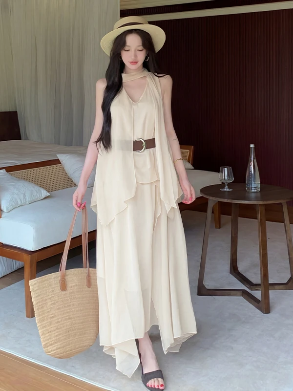 Elegant High Waist Asymmetrical Chiffon Top And Skirt Set Summer 2026 Fashion Chic Anti-Wrinkle V-Neck Two-Piece Set for Women
Elegant High Waist Asymmetrical Chiffon Top And Skirt Set Summer 2026 Fashion Chic Anti-Wrinkle V-Neck Two-Piece Set for Women