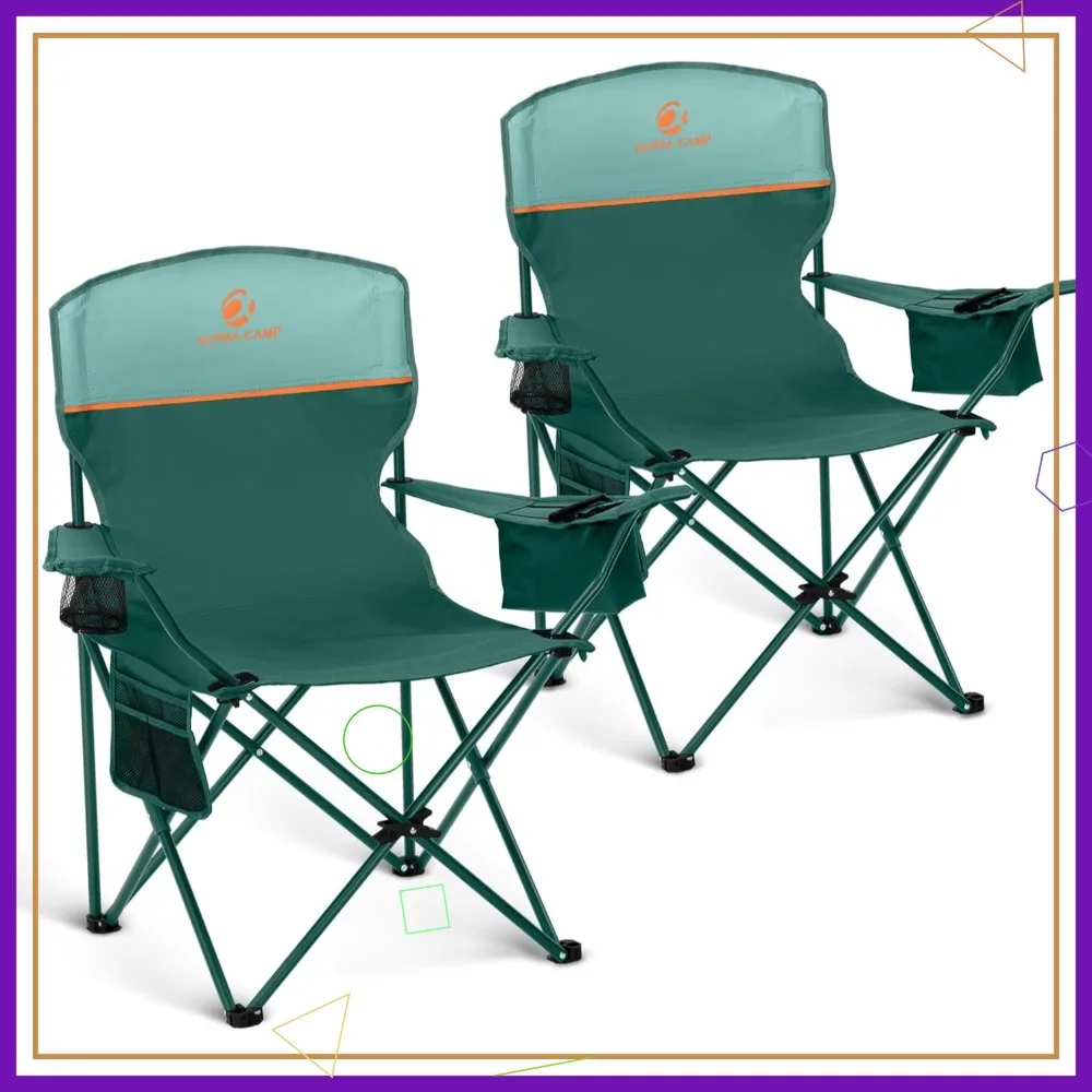2 Pack Folding Camping Chairs with Cooler Bag, Cup Holder & Storage, Supports 350LBS, for Beach Picnic
2 Pack Folding Camping Chairs with Cooler Bag, Cup Holder & Storage, Supports 350LBS, for Beach Picnic