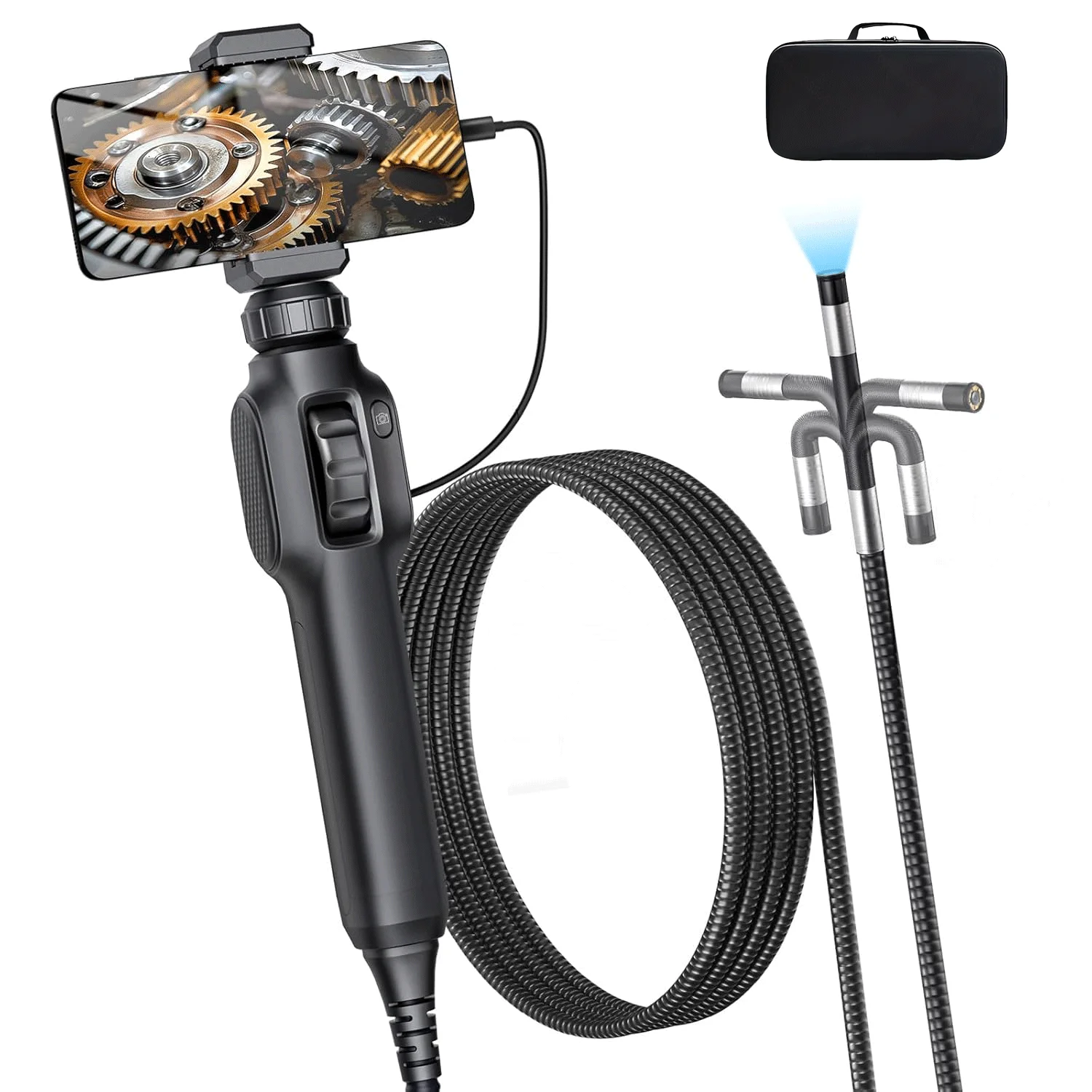 360 ° Articulating Borescope, Two-Way Endoscope Camera with 8 LED Waterproof, Suitable for Automotive, Pipe Inspection
360 ° Articulating Borescope, Two-Way Endoscope Camera with 8 LED Waterproof, Suitable for Automotive, Pipe Inspection