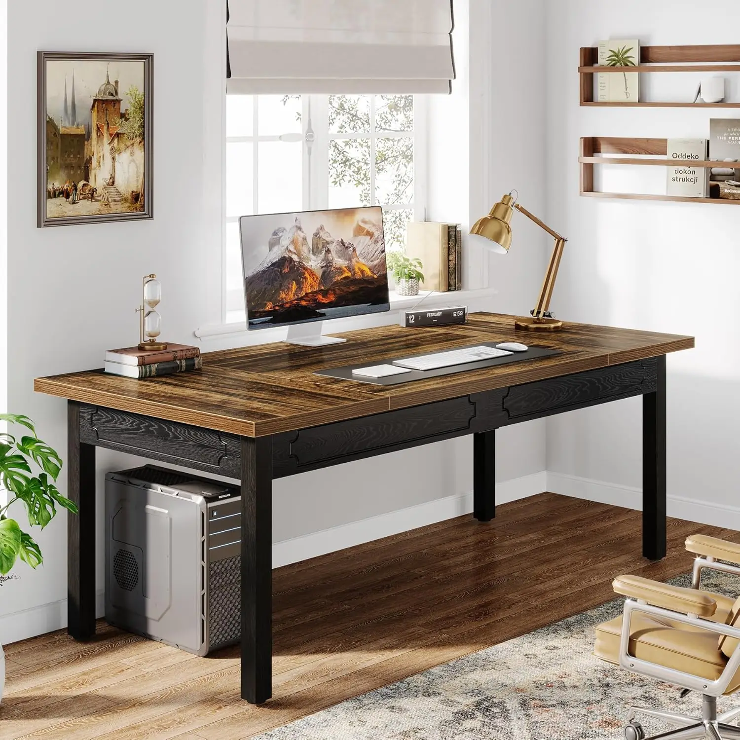 Executive Desk,Modern Office Computer Desk, Farmhouse Writing Table Workstations with Sturdy Metal Frame for Home & Office
Executive Desk,Modern Office Computer Desk, Farmhouse Writing Table Workstations with Sturdy Metal Frame for Home & Office