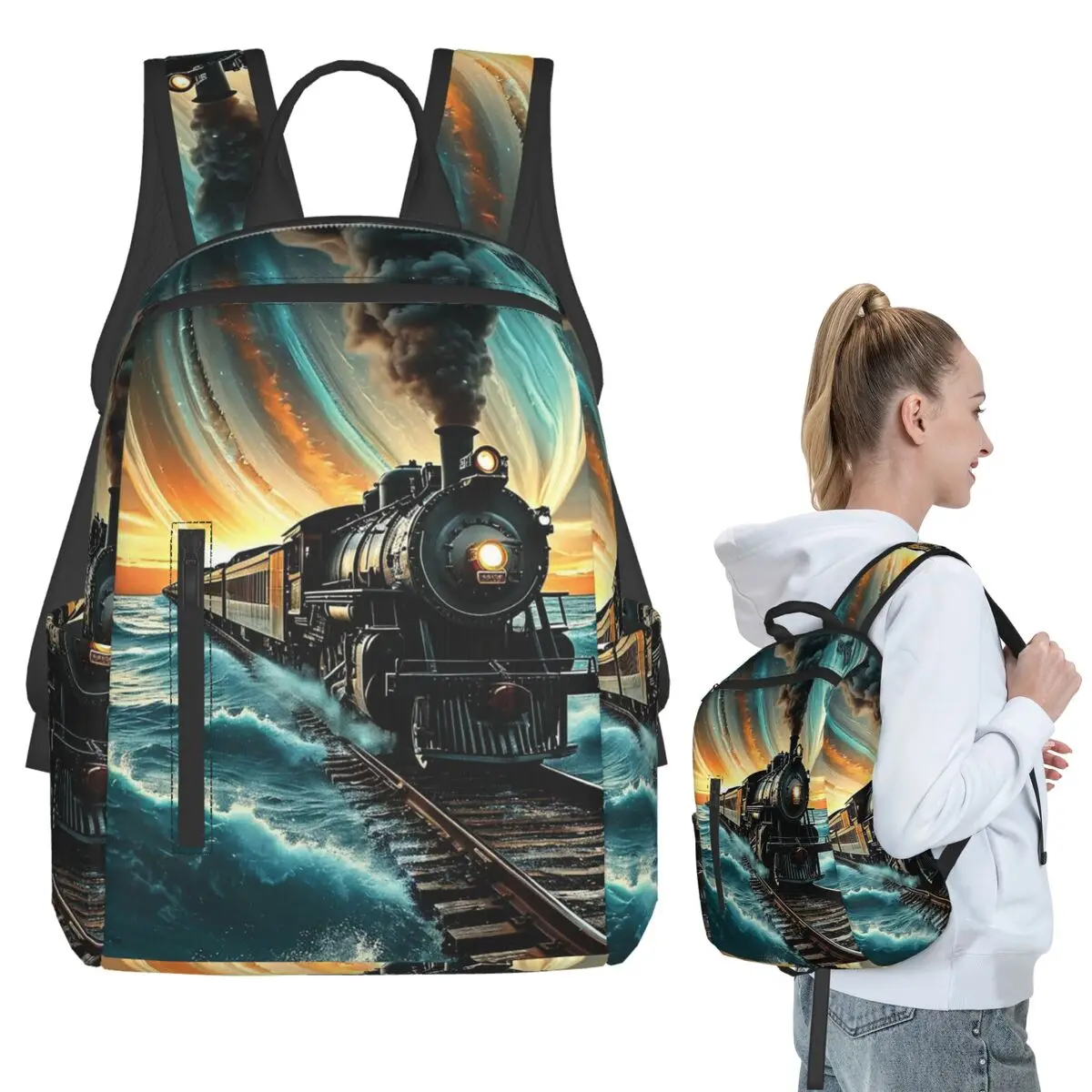 Dreamy Steam Sea Train Backpack Student BookBag Kids School Bag Computer Shoulder Bags Men Women
Dreamy Steam Sea Train Backpack Student BookBag Kids School Bag Computer Shoulder Bags Men Women