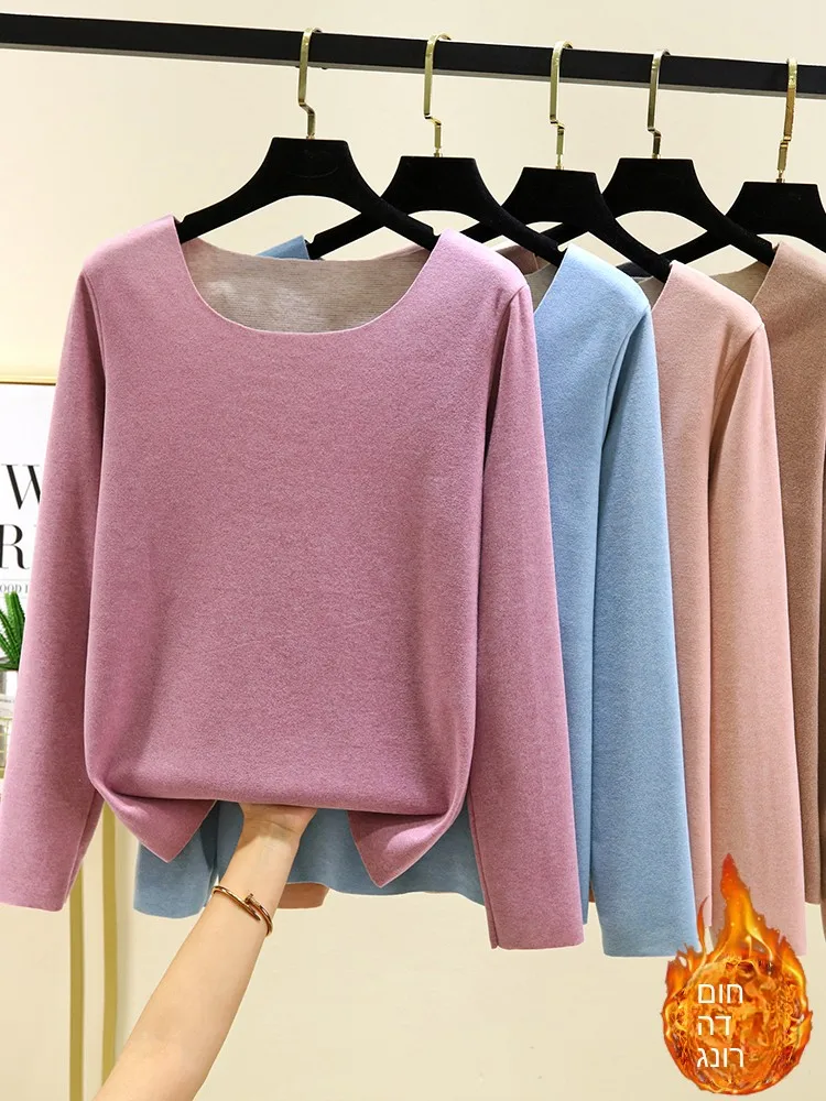 Thickened Double-sided German Velvet round Neck Base Shirt Women's Winter Warm Inner Wear T-shirt Pure Color Base Layer Top
Thickened Double-sided German Velvet round Neck Base Shirt Women's Winter Warm Inner Wear T-shirt Pure Color Base Layer Top
