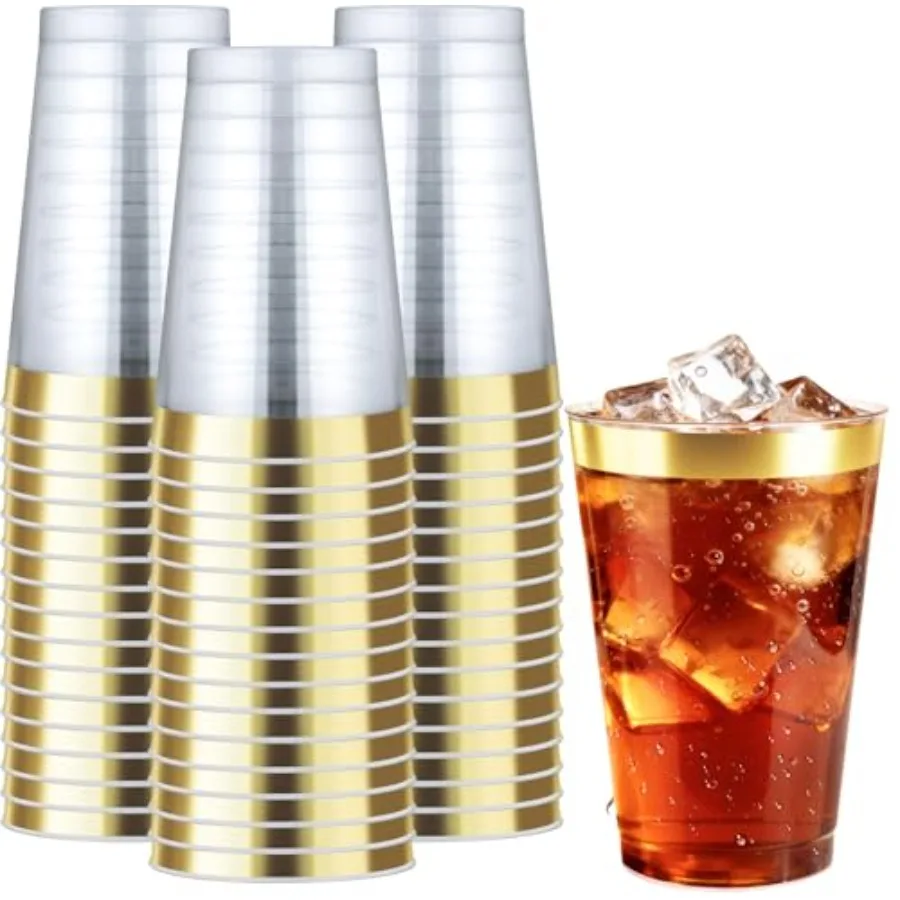 12OZ Plastic Cups with Gold Rimmed Sturdy Food Safe Disposable Wine Glasses Weeding Party Cups Disposable Drinking Cups Plastic
12OZ Plastic Cups with Gold Rimmed Sturdy Food Safe Disposable Wine Glasses Weeding Party Cups Disposable Drinking Cups Plastic